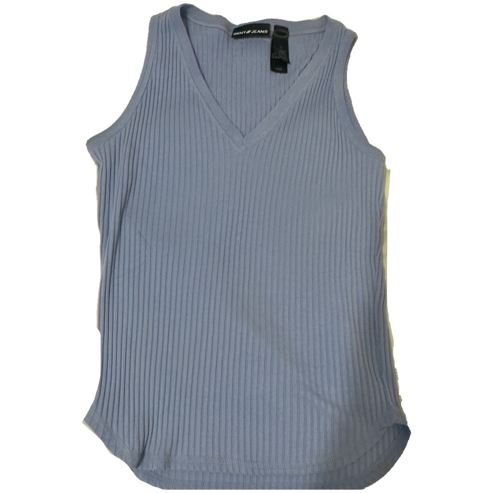 DKNY Blue Ribbed Tank Top Size Small Vintage Y2K 2000s 90s